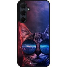 Samsung Galaxy A56 Case Hülle - Silikon schwarz Red Blue Cat Glasses