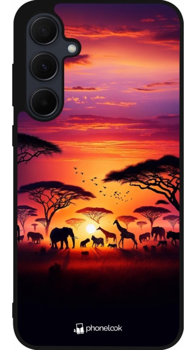 Coque Samsung Galaxy A56 - Silicone rigide noir Safari sunset wildlife