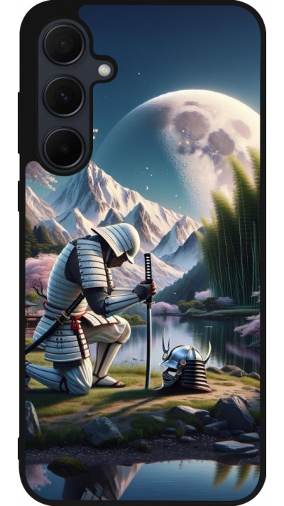 Coque Samsung Galaxy A56 - Silicone rigide noir Samurai Katana Lune