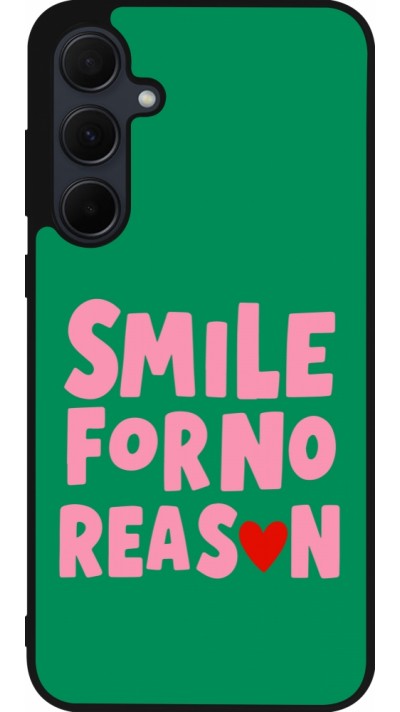 Coque Samsung Galaxy A56 - Silicone rigide noir Smile for no reason 2026