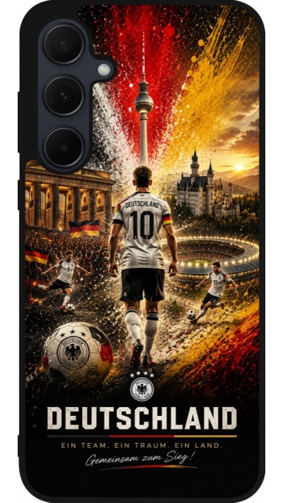 Coque Samsung Galaxy A56 - Silicone rigide noir Football Allemagne splash 2026