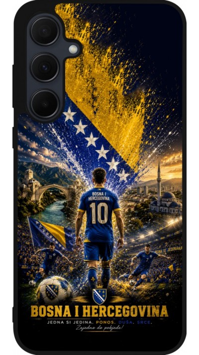 Coque Samsung Galaxy A56 - Silicone rigide noir Football Bosnie-Herzégovine splash 2026