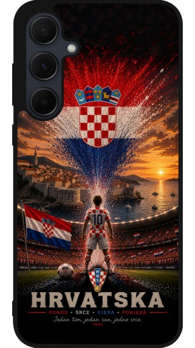 Coque Samsung Galaxy A56 - Silicone rigide noir Football Croatie splash 2026