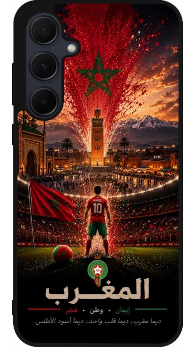 Coque Samsung Galaxy A56 - Silicone rigide noir Football Maroc splash 2026