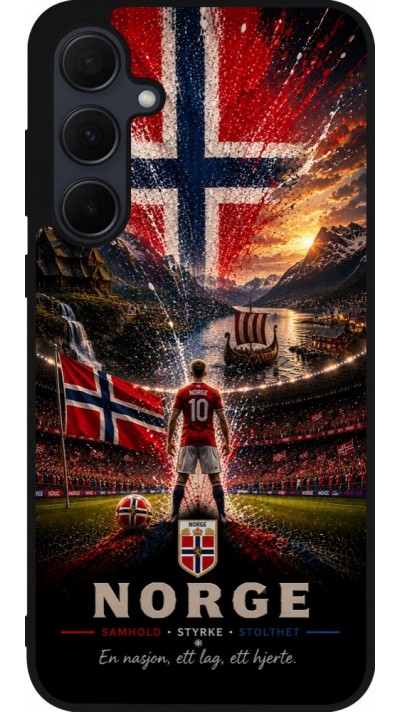 Coque Samsung Galaxy A56 - Silicone rigide noir Football Norvège splash 2026