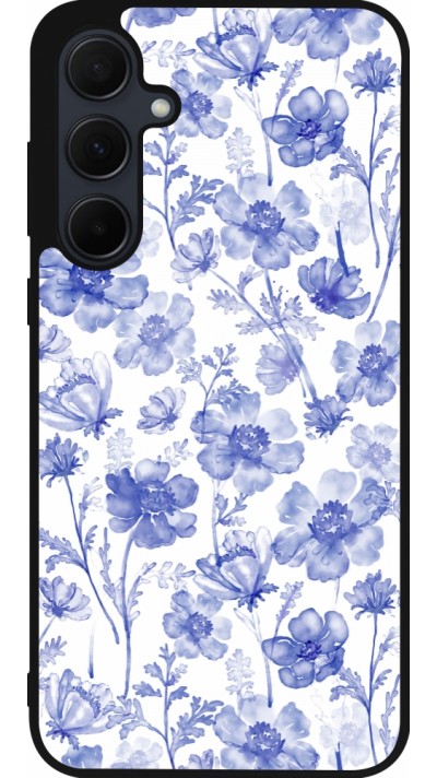 Coque Samsung Galaxy A56 - Silicone rigide noir Spring 23 watercolor blue flowers