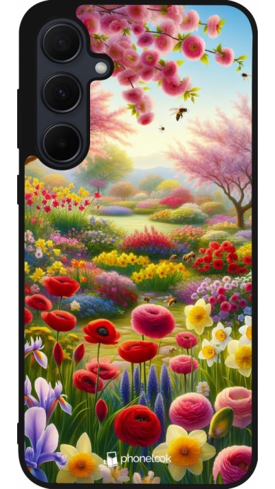 Coque Samsung Galaxy A56 - Silicone rigide noir Spring 25 Bouquet printemps