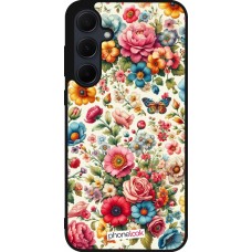 Coque Samsung Galaxy A56 - Silicone rigide noir Spring 25 printemps fleuri
