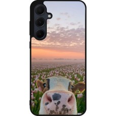 Coque Samsung Galaxy A56 - Silicone rigide noir Cow with tulips Spring 2026