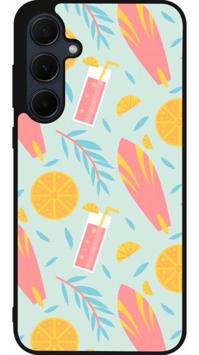 Coque Samsung Galaxy A56 - Silicone rigide noir Summer 2025 Pattern citron
