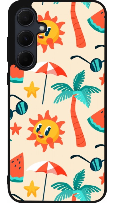 Coque Samsung Galaxy A56 - Silicone rigide noir Summer 2025 Pattern soleil