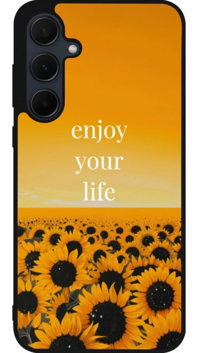 Samsung Galaxy A56 Case Hülle - Silikon schwarz Summer 2026 Enjoy your life