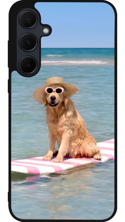 Coque Samsung Galaxy A56 - Silicone rigide noir Summer Dog on Paddle