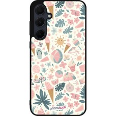 Coque Samsung Galaxy A56 - Silicone rigide noir Summer Pink Pattern