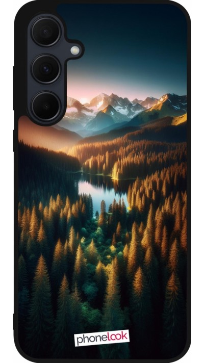 Coque Samsung Galaxy A56 - Silicone rigide noir Sunset Forest Lake