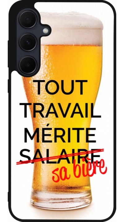 Coque Samsung Galaxy A56 - Silicone rigide noir Tout travail mérite sa bière