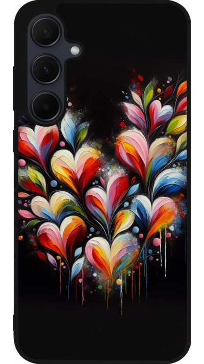 Coque Samsung Galaxy A56 - Silicone rigide noir Valentine 2024 Coeur Noir Abstrait