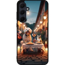 Coque Samsung Galaxy A56 - Silicone rigide noir Valentine 2024 Dog & Cat Candlelight