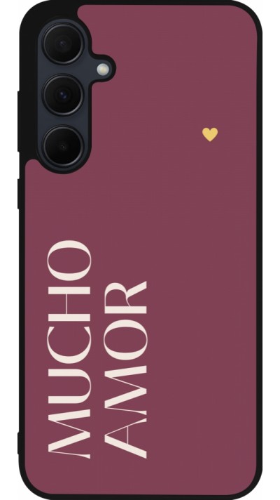 Coque Samsung Galaxy A56 - Silicone rigide noir Valentine 2024 mucho amor rosado