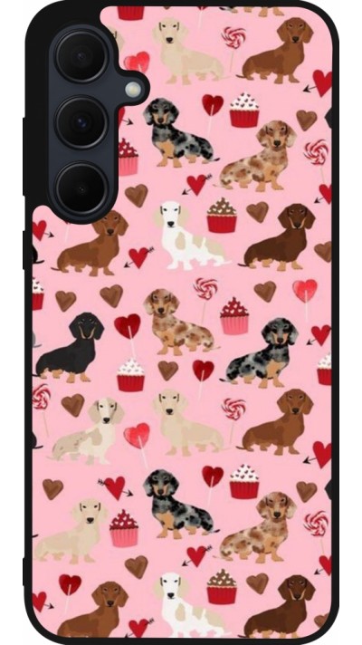 Coque Samsung Galaxy A56 - Silicone rigide noir Valentine 2024 puppy love