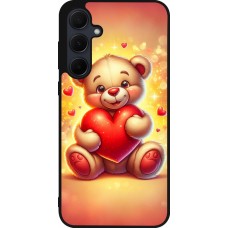 Coque Samsung Galaxy A56 - Silicone rigide noir Valentine 2024 Teddy love