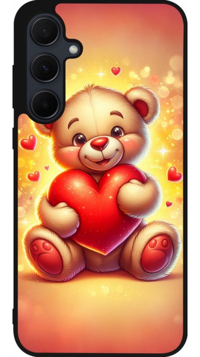 Coque Samsung Galaxy A56 - Silicone rigide noir Valentine 2024 Teddy love