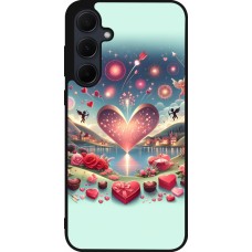 Coque Samsung Galaxy A56 - Silicone rigide noir Valentine 2025 Chic
