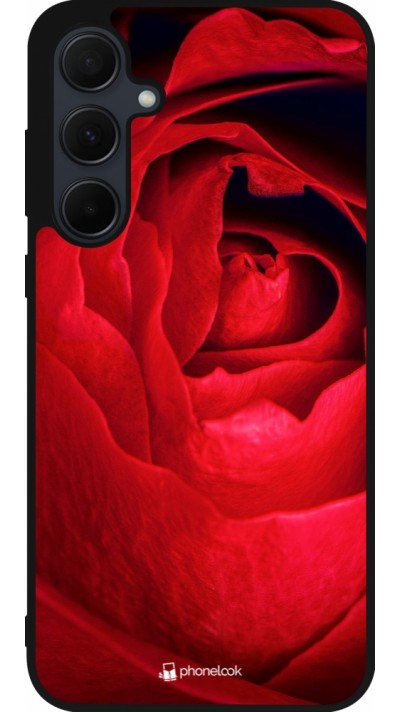 Coque Samsung Galaxy A56 - Silicone rigide noir Valentine 2022 Rose