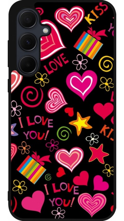 Coque Samsung Galaxy A56 - Silicone rigide noir Valentine 2023 love symbols