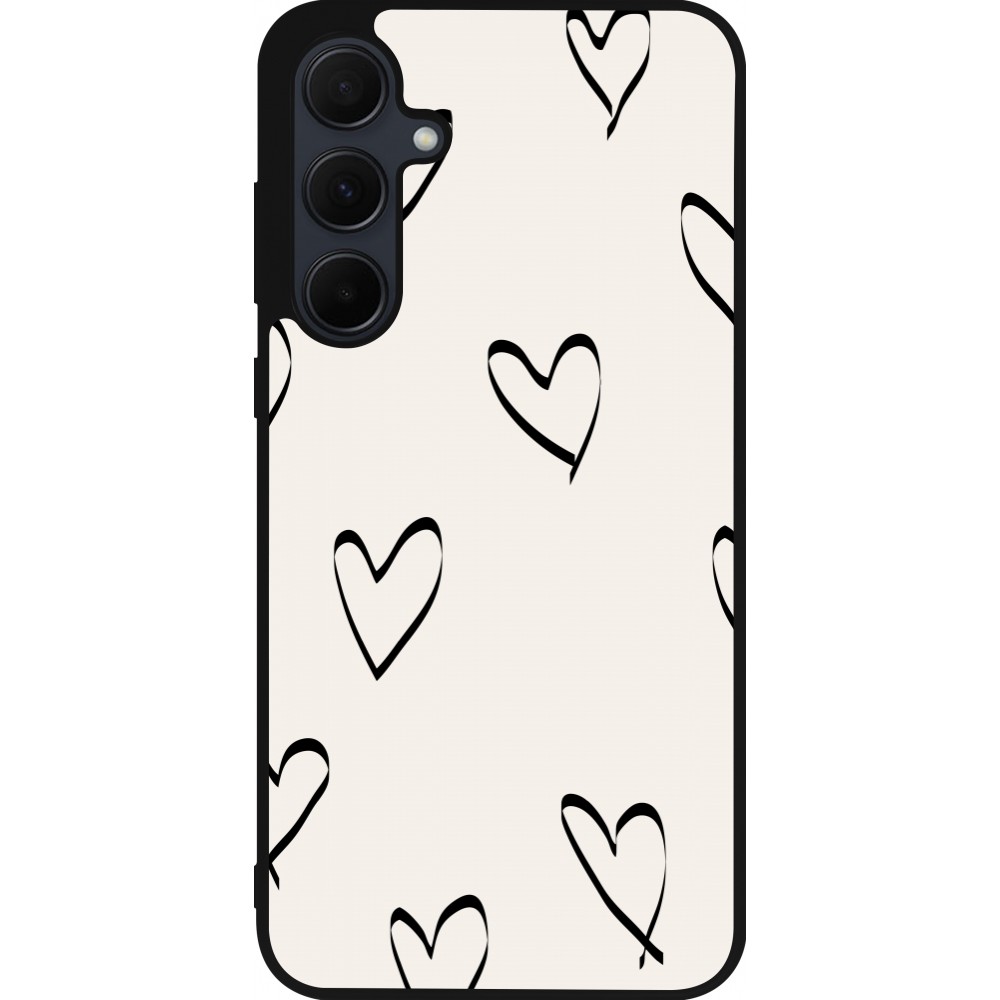 Coque Samsung Galaxy A56 - Silicone rigide noir Valentine 2023 minimalist hearts