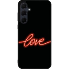 Coque Samsung Galaxy A56 - Silicone rigide noir Valentine 2023 neon love