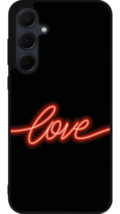 Coque Samsung Galaxy A56 - Silicone rigide noir Valentine 2023 neon love