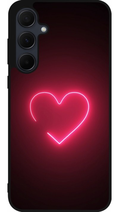 Coque Samsung Galaxy A56 - Silicone rigide noir Valentine 2023 single neon heart