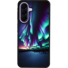 Coque Samsung Galaxy A57 5G - Silicone rigide noir Aurore Boréale Étincelante