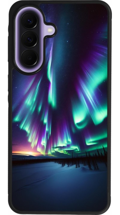 Coque Samsung Galaxy A57 5G - Silicone rigide noir Aurore Boréale Étincelante