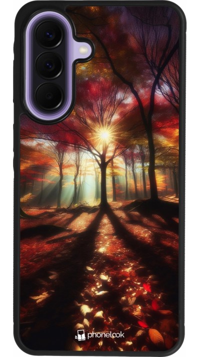 Coque Samsung Galaxy A57 5G - Silicone rigide noir Automne doré glare