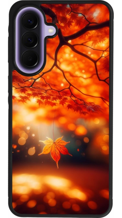 Coque Samsung Galaxy A57 5G - Silicone rigide noir Automne Magique Orange