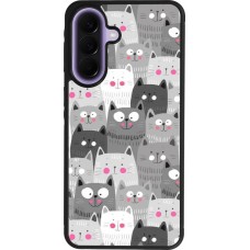 Coque Samsung Galaxy A57 5G - Silicone rigide noir Chats gris troupeau