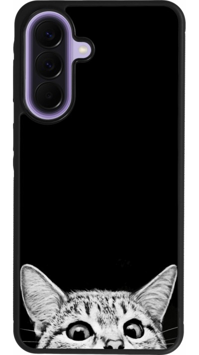 Coque Samsung Galaxy A57 5G - Silicone rigide noir Cat Looking Up Black