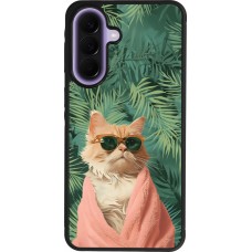 Coque Samsung Galaxy A57 5G - Silicone rigide noir Cat Summer Palms