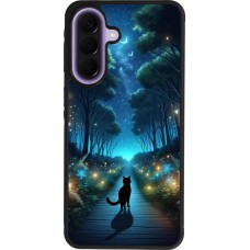 Coque Samsung Galaxy A57 5G - Silicone rigide noir Chat noir promenade