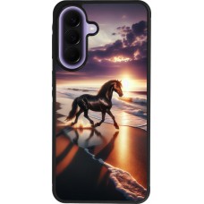 Coque Samsung Galaxy A57 5G - Silicone rigide noir Cheval majestueux plage