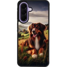 Coque Samsung Galaxy A57 5G - Silicone rigide noir Chien Campagne Suisse