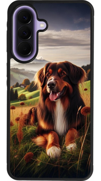 Coque Samsung Galaxy A57 5G - Silicone rigide noir Chien Campagne Suisse