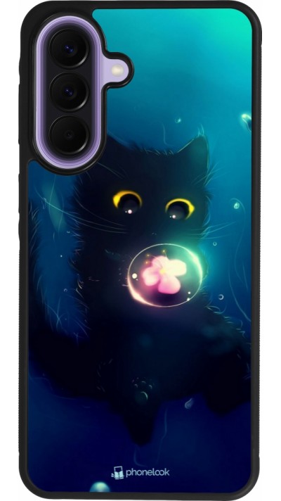 Coque Samsung Galaxy A57 5G - Silicone rigide noir Cute Cat Bubble