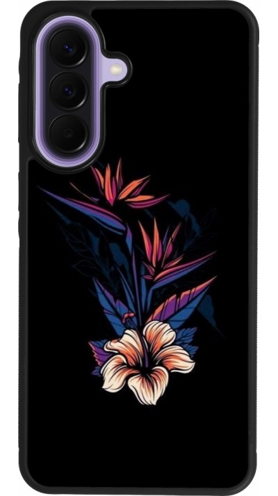 Coque Samsung Galaxy A57 5G - Silicone rigide noir Dark Flowers