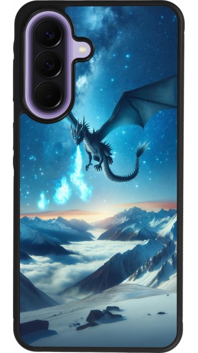 Coque Samsung Galaxy A57 5G - Silicone rigide noir Dragon nocturne montagne