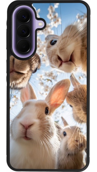 Coque Samsung Galaxy A57 5G - Silicone rigide noir Easter 2026 Rabbits