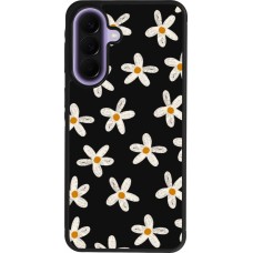 Coque Samsung Galaxy A57 5G - Silicone rigide noir Easter 2024 white on black flower