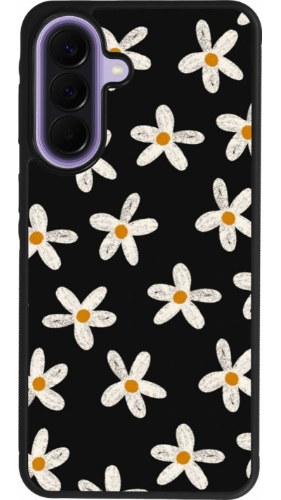 Coque Samsung Galaxy A57 5G - Silicone rigide noir Easter 2024 white on black flower